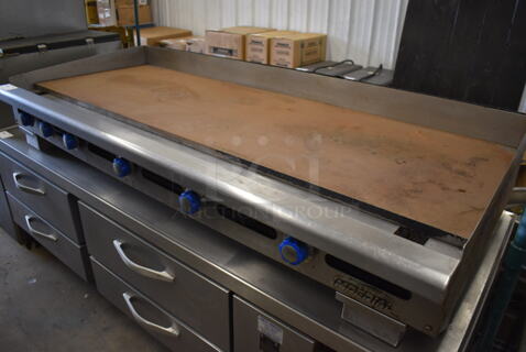 Imperial Stainless Steel Commercial Countertop Natural Gas Powered Flat Top Griddle. 72x31x14