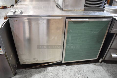 Duke RUF-48 M Stainless Steel Commercial 2 Door Work Top Cooler. 120 Volts, 1 Phase. Tested and Powers On But Does Not Get Cold