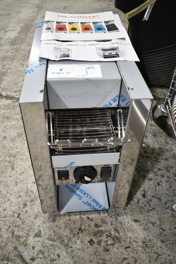 BRAND NEW SCRATCH AND DENT! 2016 Milantoast US18011 Stainless Steel Commercial Countertop Rotary Toaster. 120 Volts, 1 Phase.  - Image 2 of 6