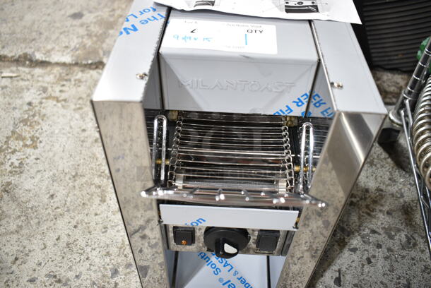BRAND NEW SCRATCH AND DENT! 2016 Milantoast US18011 Stainless Steel Commercial Countertop Rotary Toaster. 120 Volts, 1 Phase.  - Image 3 of 6