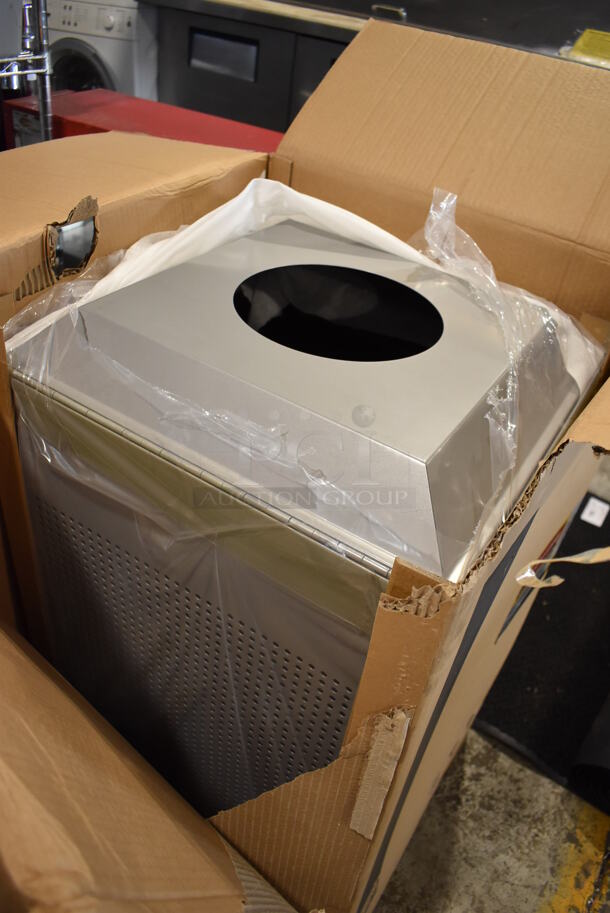BRAND NEW IN BOX! Rubbermaid Silhouettes Metal Trash Can Shell. 21x21x34 - Image 4 of 7