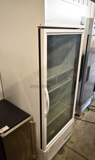 LIKE NEW! 2020 True TSCI-600R-G-PH Commercial Single Door Cooler Merchandiser w/ Poly Racks. 115 Volts, 1 Phase. Tested and Working!