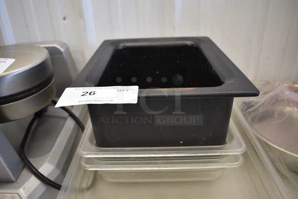ALL ONE MONEY! Lot of 4 Poly Clear 1/1 & 1/2 Size Drop In Bins and 1 Carlisle Coldmaster 1/2 Size Poly Food Pan. 1/1x2.5, 1/2x2.5 & 1/2x6. - Image 2 of 3