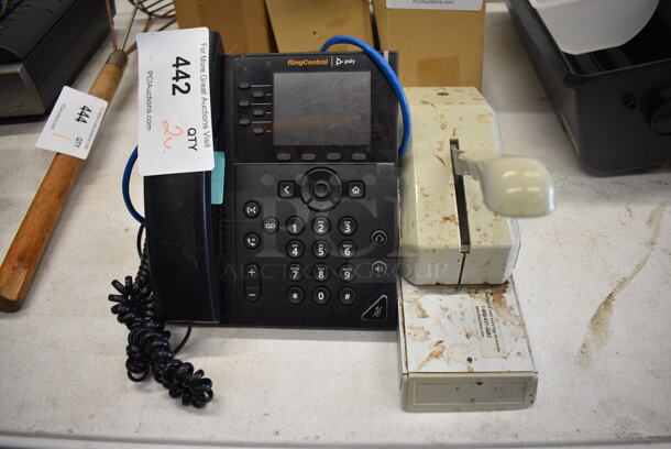 2 Various Items; Telephone and Hole Puncher? Includes 4x11x8. 2 Times Your Bid!