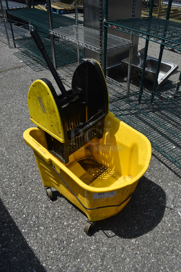 Plastic Mop Bucket With Steel Handle, Yellow