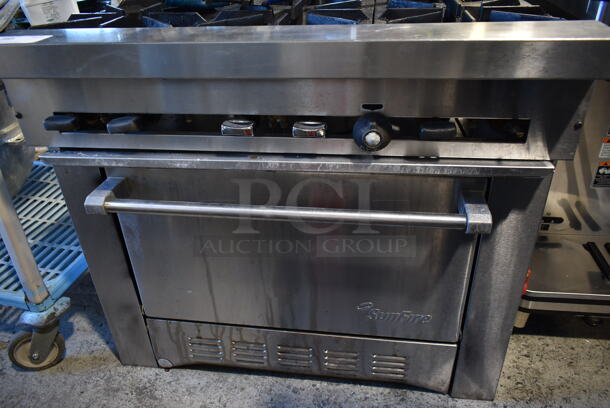 Garland SunFire SY-6-28 Stainless Steel Commercial Natural Gas Powered 6 Burner Range w/ Oven. Comes w/ 3 Gas Hoses. - Image 4 of 7