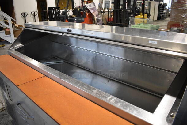 Randell Stainless Steel Commercial Sandwich Salad Prep Table Bain Marie Mega Top w/ Cutting Boards and 4 Drawers on Commercial Casters. 72x36x47. Tested and Powers On But Does Not Get Cold - Image 5 of 7