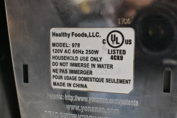 Yonanas 978 Metal Countertop Soft-Serve Dessert Maker. 120 Volts, 1 Phase. Tested and Working! - Image 8 of 8