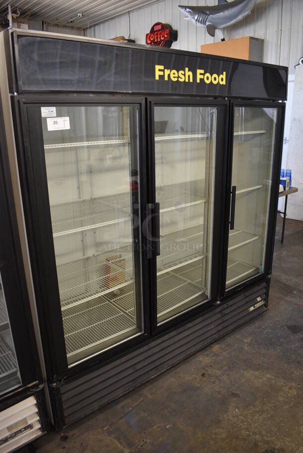 2013 True Model GDM-72 ENERGY STAR Metal Commercial 3 Door Reach In Cooler Merchandiser w/ Poly Coated Racks. 115 Volts, 1 Phase. 78x30x79. Tested and Working!