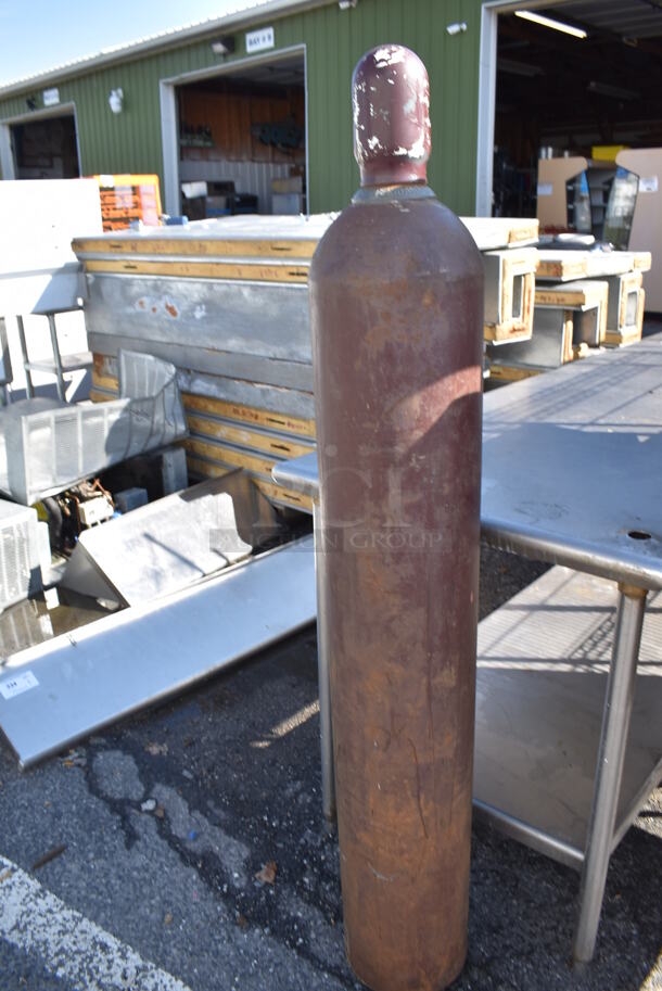 Metal Compressed Gas Tank. Buyer Must Pick Up - We Will Not Ship This Item. 9x9x60 - Image 2 of 5