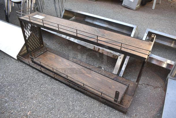 Wooden and Metal 2 Tier Shelf. 43x13x18