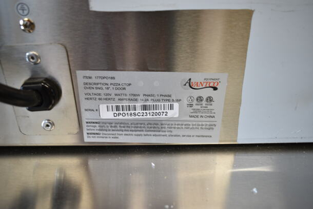 BRAND NEW SCRATCH AND DENT! Avantco 177DPO18S Stainless Steel Commercial Countertop Electric Powered Single Deck Pizza Oven w/ Cooking Stone. 120 Volts, 1 Phase. Tested and Working! - Image 8 of 8