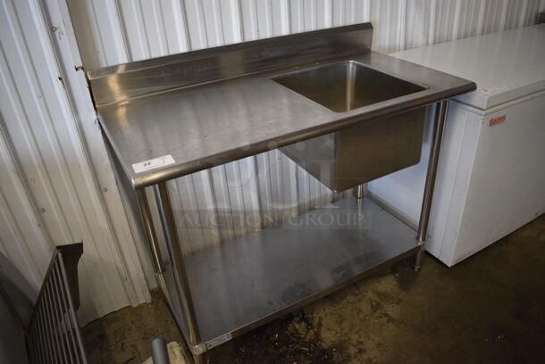 Stainless Steel Commercial Table w/ Sink Basin, Back Splash and Under Shelf. 48x24x40. Bay 16x18x12 - Image 2 of 6