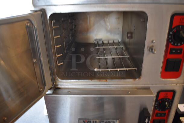 Vulcan C24GA10 Stainless Steel Commercial Floor Style Natural Gas Powered Double Deck Steam Cabinet. 125,000 BTU.  - Image 4 of 6