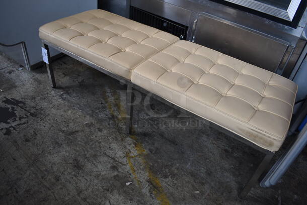 Tan Bench on Chrome Finish Frame. 54x20x17 - Image 3 of 6