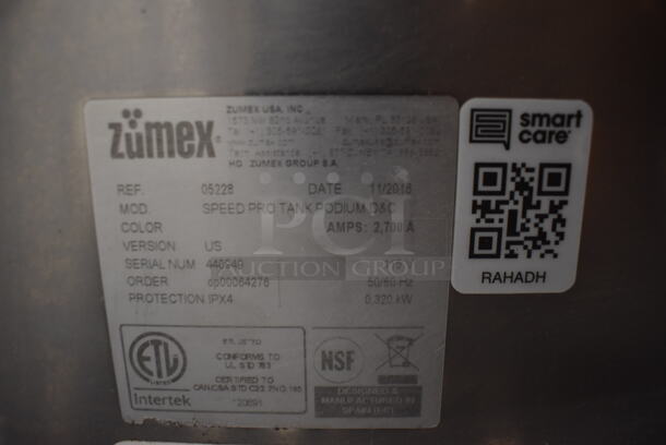 2016 Zumex 05228 Commercial Stainless Steel Speed Pro Tank Podium D&C Juicer Machine With 1 Door Cabinet On Commercial Casters. 115V. Tested And Working! - Image 8 of 8