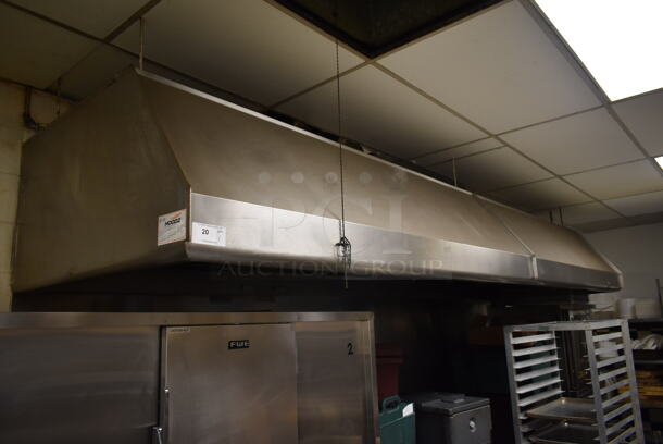 14' Stainless Steel Commercial Grease Hood w/ Lights and Filters. BUYER MUST REMOVE: This Item CANNOT Be Transported; Must Pick Up By Appointment Only. (kitchen #2)