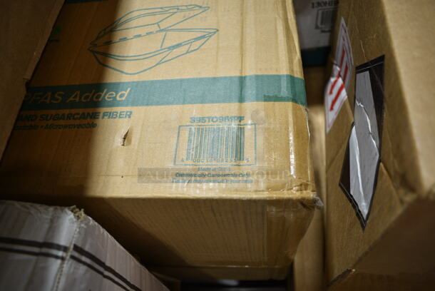 PALLET LOT of 40 BRAND NEW Boxes Including NP7380A Tork Dinner Napkins, Purell Body Fluid Spill Kit Refills, Avantco 178CARTRIDGE Automatic Door Swing Cartridge, 395TO961PF EcoChoice 9" x 6" x 3" No PFAS Added Natural Bagasse Blend Take-Out Container - 200/Case, 5002TPJPREM Lavex Premium 2-Pl 720' Universal Jumbo Toilet Paper Roll with 9" Diameter - 12/Case, 5014347M15 Lavex Li'l Herc 56 Gallon 1.5 Mil 43" x 47" Low Density Medium-Duty Black Can Liner / Trash Bag - 100/Case, 2 Box 612W65 Choice Insulated Foil Sandwich Wrap Sheets 14" x 16" - 1000/Case, 127RD12BULK Choice 12 oz. Customizable Microwavable Translucent Round Deli Container - 500/Case, Choice 1 oz Portion Cups,  Disposable Gloves, 980310404 Matfer Bourgeat 310404 10 1/4" Black Carbon Steel Round Tapered Oven Sheet / Pizza Pan, 50224338CL Lavex 15 Gallon 8 Micron 24" x 33" High Density Janitorial Can Liner / Trash Bag - 1000/Case, 2 Box 612605070 Choice Full Size Foil Steam Table Pan Deep 3 3/8" Depth - Full Size Deep - 50/Case, 127RD8BULK Choice 8 oz. Customizable Microwavable Translucent Round Deli Container - 500/Case, 544P566 Monin 2 Tier 375 mL Concentrated Flavor Rack, 130BKFSNSPH Visions Heavy Weight Black Wrapped Plastic Cutlery Pack with Napkin and Salt and Pepper Packets - 500/Case. 40 Times Your Bid! - Image 6 of 12