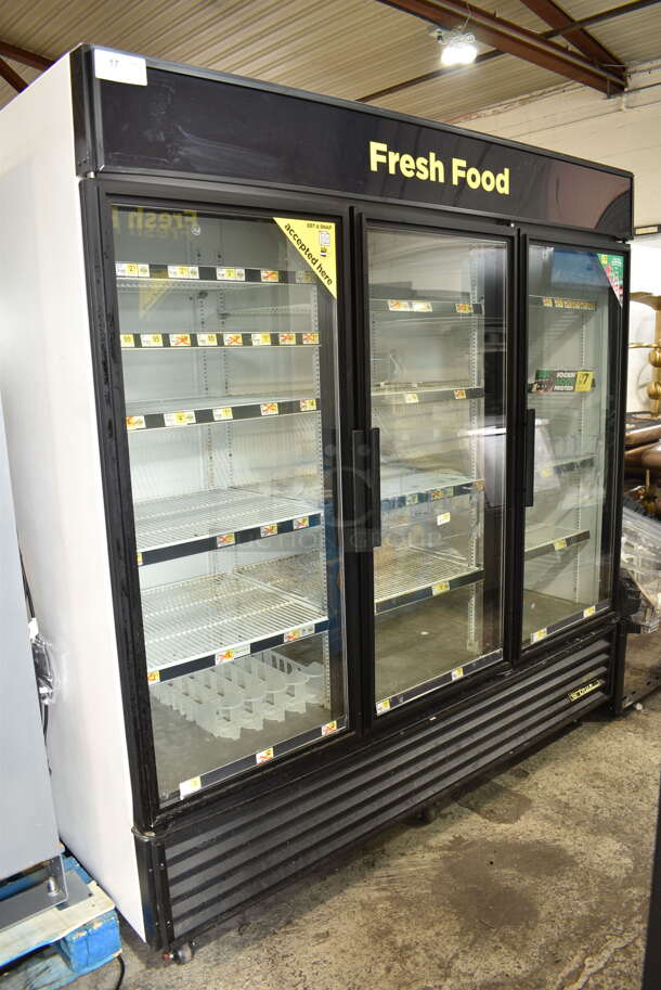 2015 True GDM-72-HC-LD Metal Commercial 3 Door Reach In Cooler Merchandiser w/ Poly Coated Racks on Commercial Casters. 115 Volts, 1 Phase. Tested and Working! - Image 1 of 6
