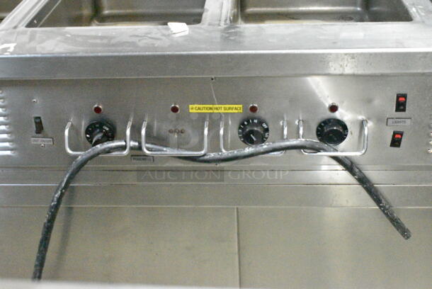 Stainless Steel Commercial Floor Style 4 Bay Steam Table w/ Sneeze Guard on Commercial Casters. Tested and Working! - Image 10 of 12
