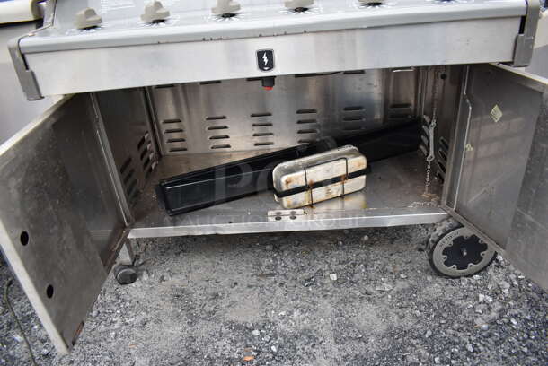 Weber Summit Platinum 5270001 Metal Outdoor Propane Gas Powered Grill w/ Right Side Single Burner Range on Commercial Casters. Comes w/ Cover. 68x26x46 - Image 7 of 8
