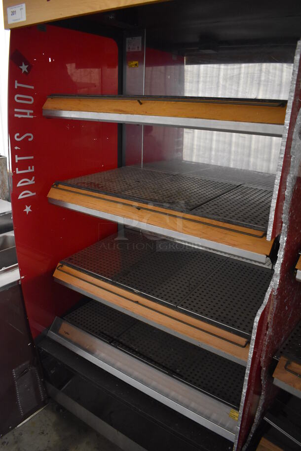 Fri-jado MD40-4 SB Stainless Steel Commercial Floor Style Open Grab N Go Heated Merchandiser w/ Metal Shelves on Commercial Casters. Right Side Panel Has Damage - See Pictures. 208 Volts, 1 Phase. 39.5x30.5x81 - Image 3 of 6