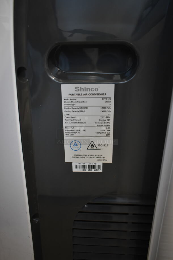2022 Shinco SPF1-12C Portable Air Conditioner. 11,500 BTU. 115 Volts, 1 Phase. Cannot Test Due To Cut Cord - Image 3 of 4