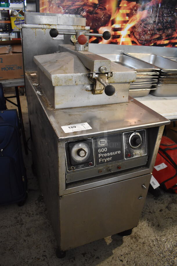 Henny Penny 600 Stainless Steel Commercial Floor Style Natural Gas Pressure Fryer on Commercial Casters. 80,000 BTU. 18x40x48 - Image 2 of 10