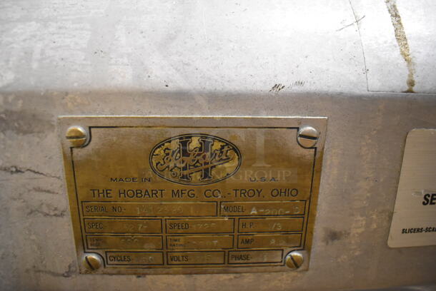 Hobart A-200-D Metal Commercial 20 Quart Planetary Dough Hook w/ Stainless Steel Mixing Bowl, Dough Hook and Paddle Attachments. 115 Volts, 1 Phase. 16x20x30. Tested and Working! - Image 5 of 7