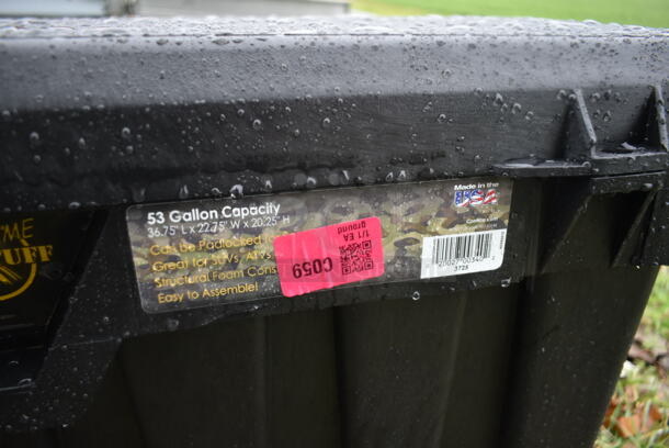 BRAND NEW SCRATCH AND DENT! Contico Xtreme Tuff 3725 Pro TuffBin 36 3/4" x 22 3/4" x 20 1/4" 50 Gallon Black Polypropylene Toolbox with Keyed Lock. See Pictures for Side Damage.  - Image 4 of 5