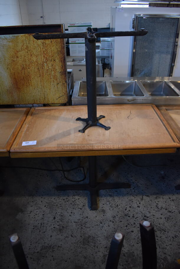 2 Wood Pattern Tables on Black Metal Table Base. 46x28x29.5. 2 Times Your Bid! - Image 2 of 4