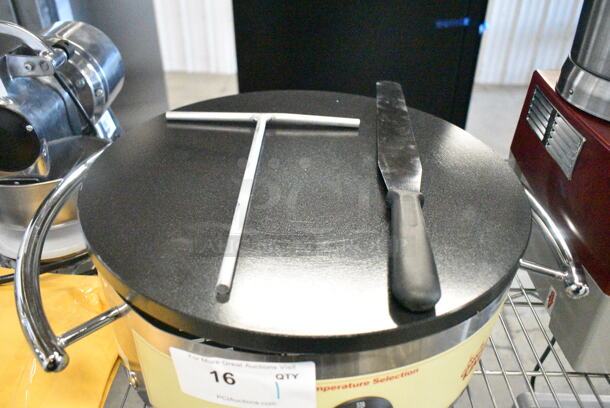 BRAND NEW SCRATCH AND DENT! 2024 Carnival King 382TCMPT16A Stainless Steel 16" Round Portable Non-Stick Crepe Maker. 120 Volts, 1 Phase. Tested and Working! - Image 3 of 7