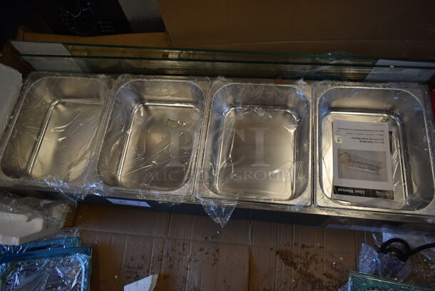 BRAND NEW SCRATCH AND DENT! 2023 Avantco 177BMFW4 Stainless Steel Commercial Countertop Electric Bain Marie Buffet Countertop Food Warmer with 4 Half Size Wells. 120 Volts, 1 Phase. Tested and Working! - Image 6 of 7