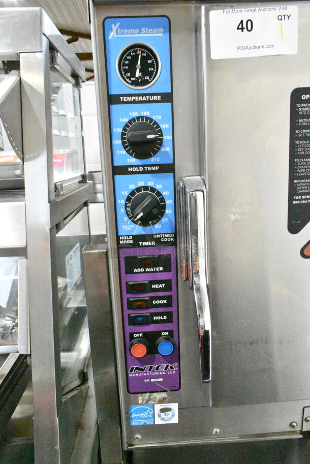 Intek XS240-12-3 Stainless Steel Commercial Single Compartment Steam Cabinet on Equipment Stand w/ Commercial Casters. 240 Volts, 3 Phase.  - Image 3 of 8