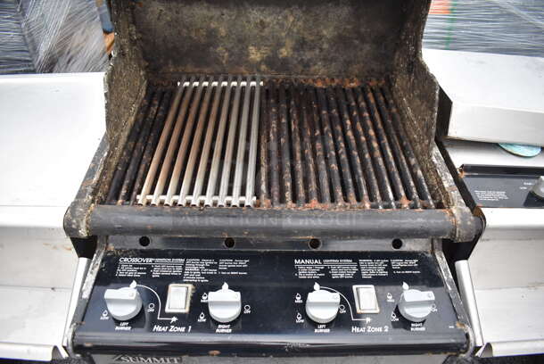 Weber Summit Metal Outdoor Propane Gas Powered Grill w/ Right Side Single Burner Range on Commercial Casters. 66x29x46 - Image 6 of 8