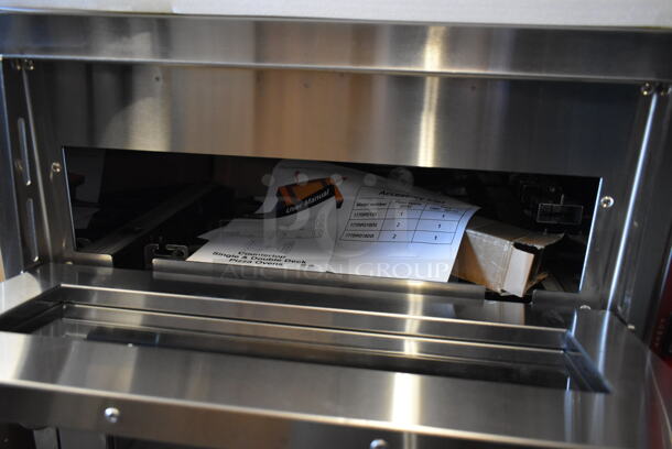 BRAND NEW SCRATCH AND DENT! 2023 Avantco 177DPO18DD Stainless Steel Commercial Countertop Double Deck Pizza/Bakery Oven with Two Independent Chambers. Comes w/ Cooking Stones. 240 Volts, 1 Phase.  - Image 5 of 7