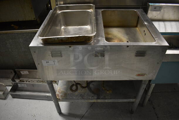 Eagle Stainless Steel Commercial Gas Powered 2 Bay Steam Table w/ Under Shelf. 33x22.5x34. Item Was in Working Condition on Last Day of Business. (kitchen)