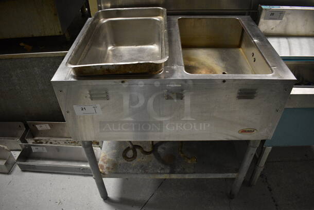 Eagle Stainless Steel Commercial Gas Powered 2 Bay Steam Table w/ Under Shelf. 33x22.5x34. Item Was in Working Condition on Last Day of Business. (kitchen) - Image 1 of 5