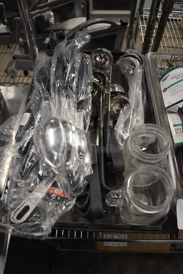 ALL ONE MONEY! Tier Lot of Various Items Including Utensils and Glass Mugs - Image 6 of 12
