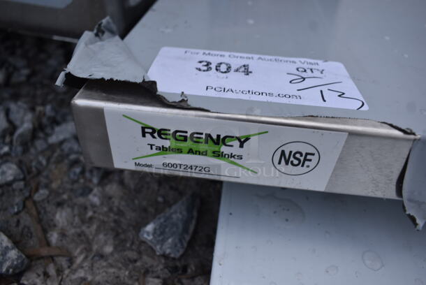 BRAND NEW SCRATCH AND DENT! Regency 600T2472G 24" x 72" 18-Gauge 304 Stainless Steel Commercial Work Table with Galvanized Legs and Undershelf  - Image 4 of 5