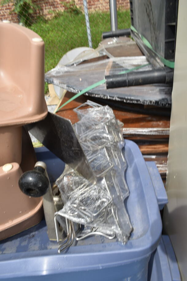 ALL ONE MONEY! Lot of Various Items Including Booster Seats, Metal and Blue Bins - Image 3 of 5