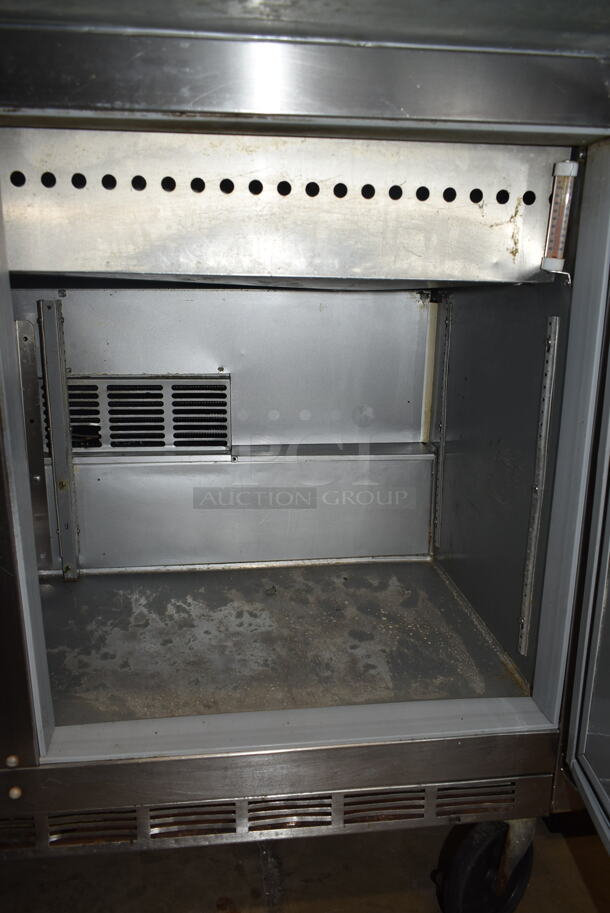 Beverage Air SPED48-18M-2 Stainless Steel Commercial Sandwich Salad Prep Table Bain Marie Mega Top w/ 2 Drawers and Door on Commercial Casters. 115 Volts, 1 Phase. Tested and Powers On But Does Not Get Cold - Image 6 of 7