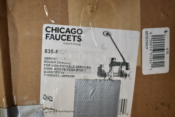 BRAND NEW SCRATCH AND DENT! Chicago Faucets 835-RCF Wall-Mounted Mop Sink Faucet with Rigid Spout and 3" Cross Handles - Image 4 of 4