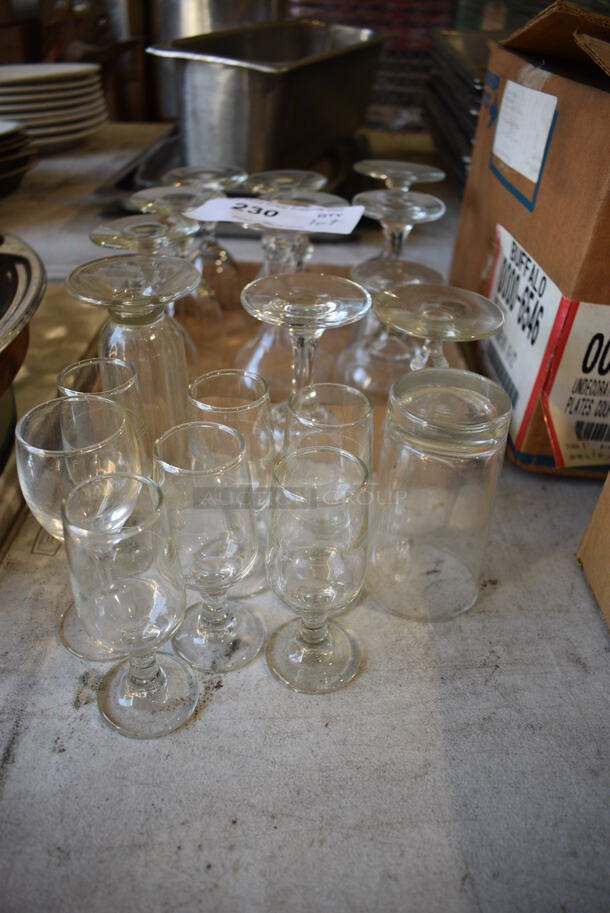 ALL ONE MONEY! Lot of 18 Various Glasses! Includes 2.5x2.5x5.25