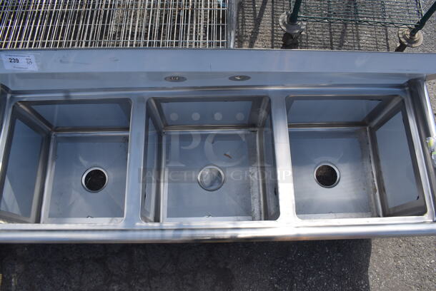 BRAND NEW SCRATCH AND DENT! Regency 600S31717 Stainless Steel Commercial 3 Bay Sink. No Legs. Bays 17x17x12 - Image 4 of 5