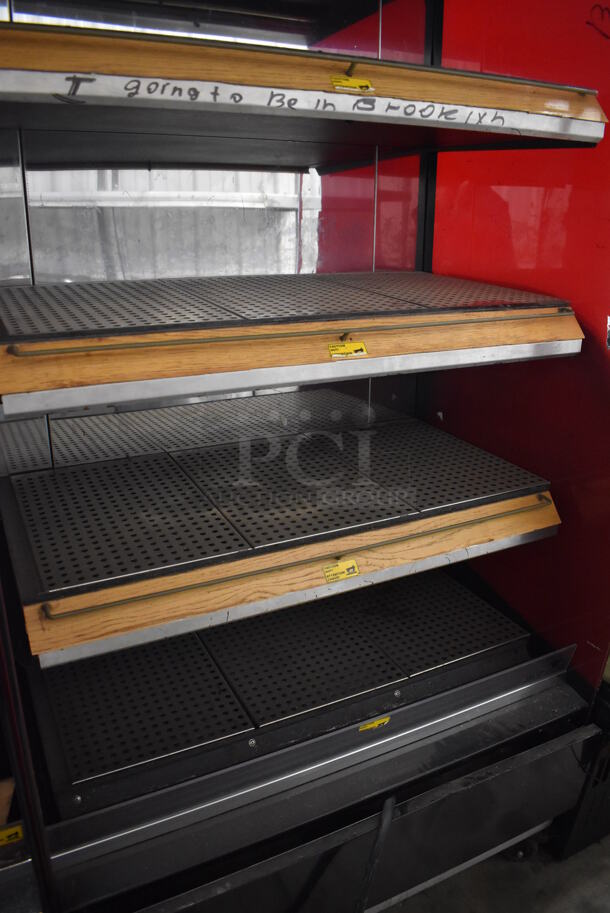 Fri-jado MD40-4 SB Stainless Steel Commercial Floor Style Open Grab N Go Heated Merchandiser w/ Metal Shelves on Commercial Casters. 208 Volts, 1 Phase. 39.5x30.5x79 - Image 5 of 5