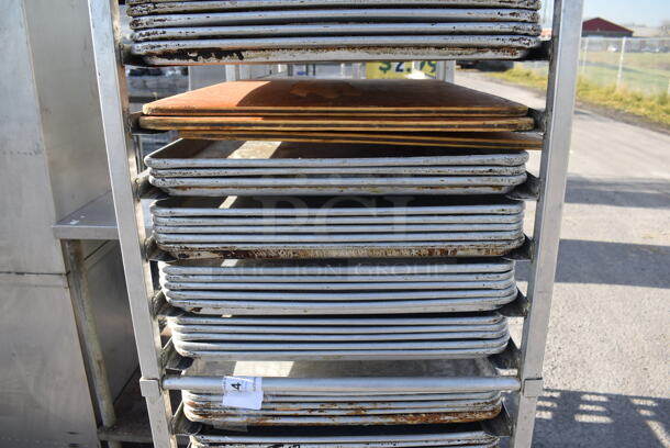 Metal Commercial Pan Transport Rack w/ Various Metal Baking Pans on Commercial Casters. 21x26.5x69 - Image 4 of 4