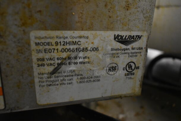 Vollrath 912HIMC Stainless Steel Commercial Countertop Electric Powered 2 Burner Induction Range. Back Burner Has Damage; See Pictures. 208/240 Volts. - Image 6 of 6