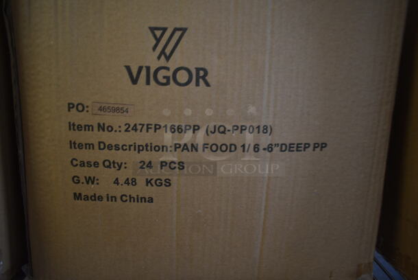 4 Boxes of 24  BRAND NEW! Vigor 247FP166PP 1/6 Size 6" Deep Translucent Polypropylene Food Pan. 4 Times Your Bid!  - Image 3 of 4