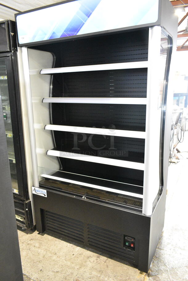 BRAND NEW SCRATCH AND DENT! Avantco 189BVAC46HC Metal Commercial 46" Black Refrigerated Air Curtain Merchandiser. 110-120 Volts, 1 Phase. Tested and Powers On But Does Not Get Cold - Image 4 of 6